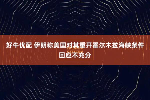 好牛优配 伊朗称美国对其重开霍尔木兹海峡条件回应不充分