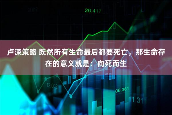卢深策略 既然所有生命最后都要死亡，那生命存在的意义就是：向死而生